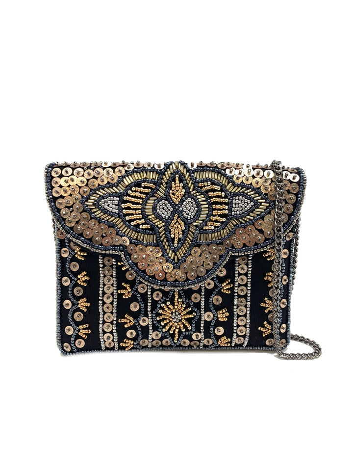 Embellished Gold and Black Mini Clutch