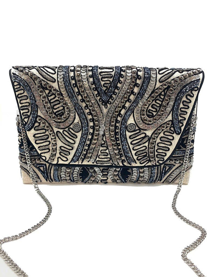 Hematite Studded Beaded Clutch