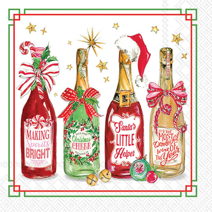 Paper Cocktail Napkins - Christmas Bottles
