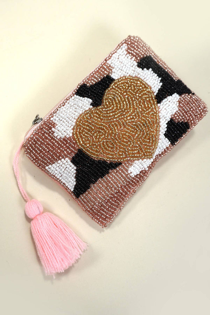 Beaded Coin Purse- Camo Heart