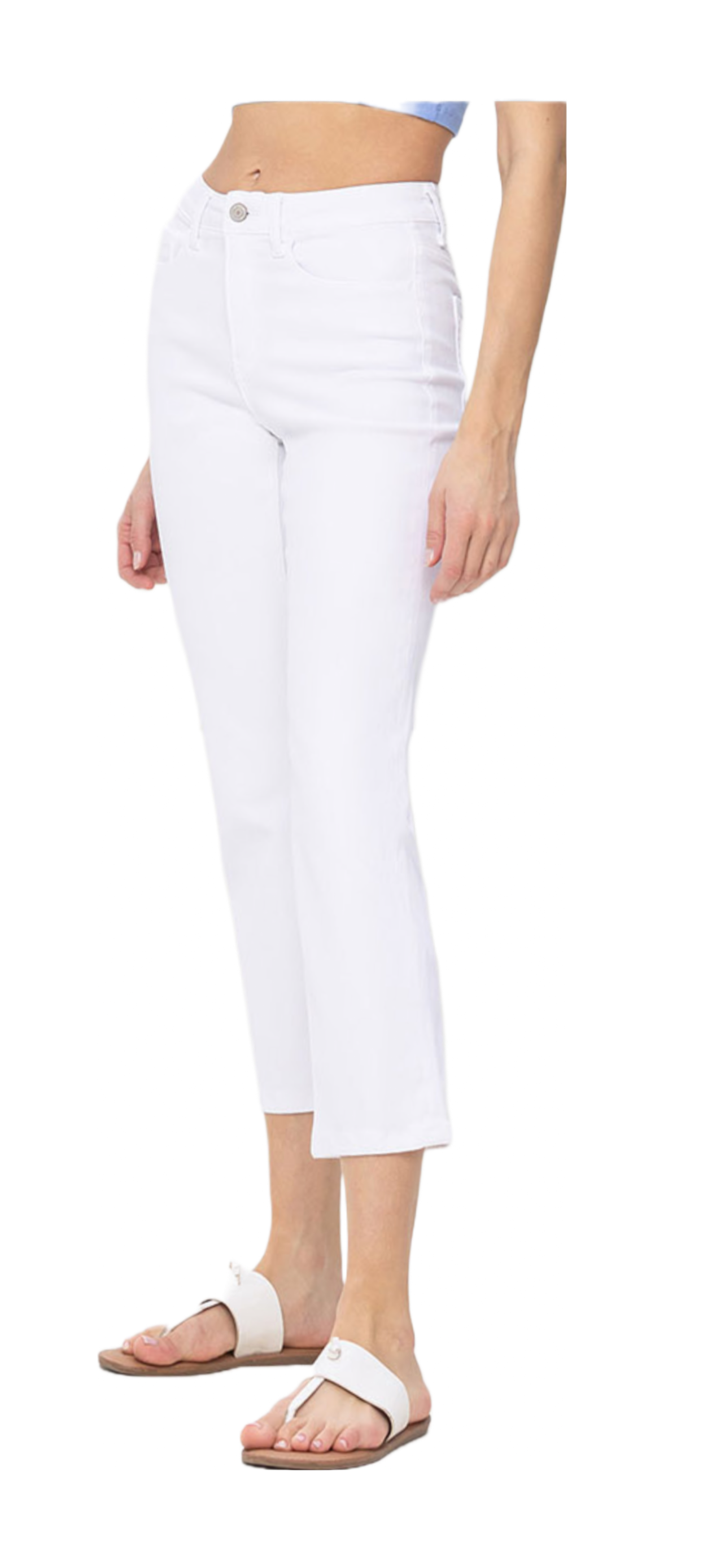 White High Rise Stretch Slim Straight