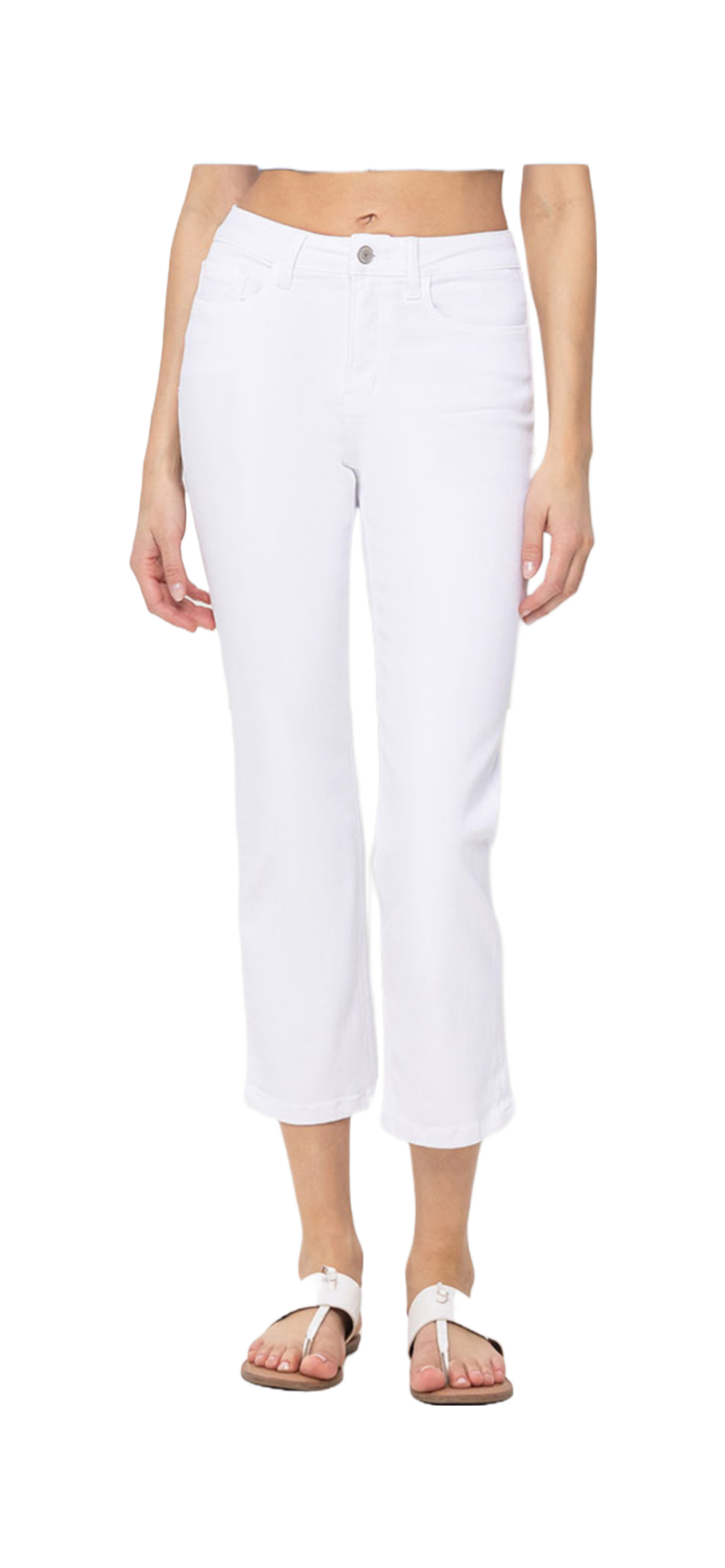White High Rise Stretch Slim Straight