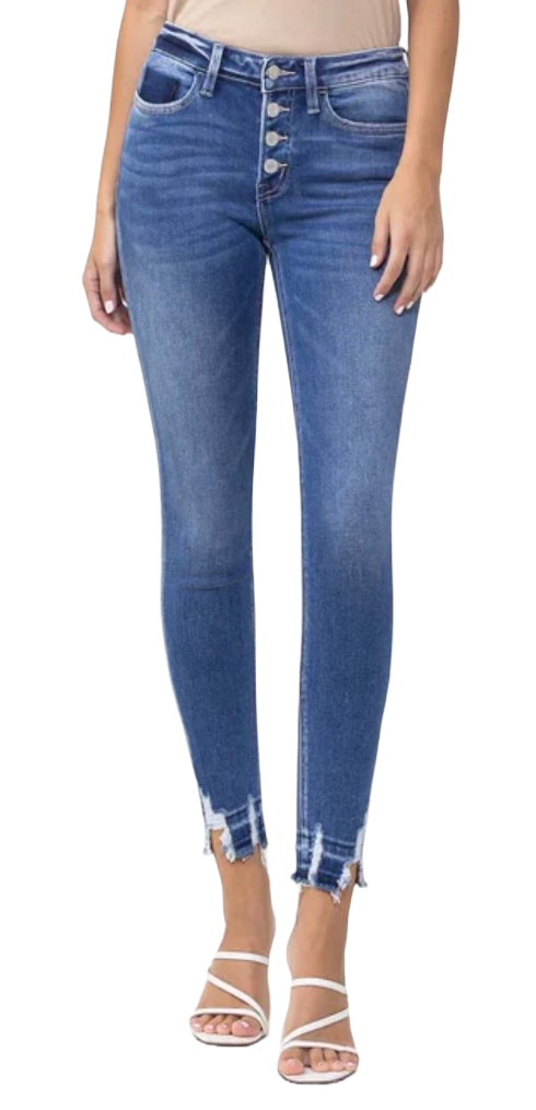 Mid Rise Crop Skinny With Exposed Buttons