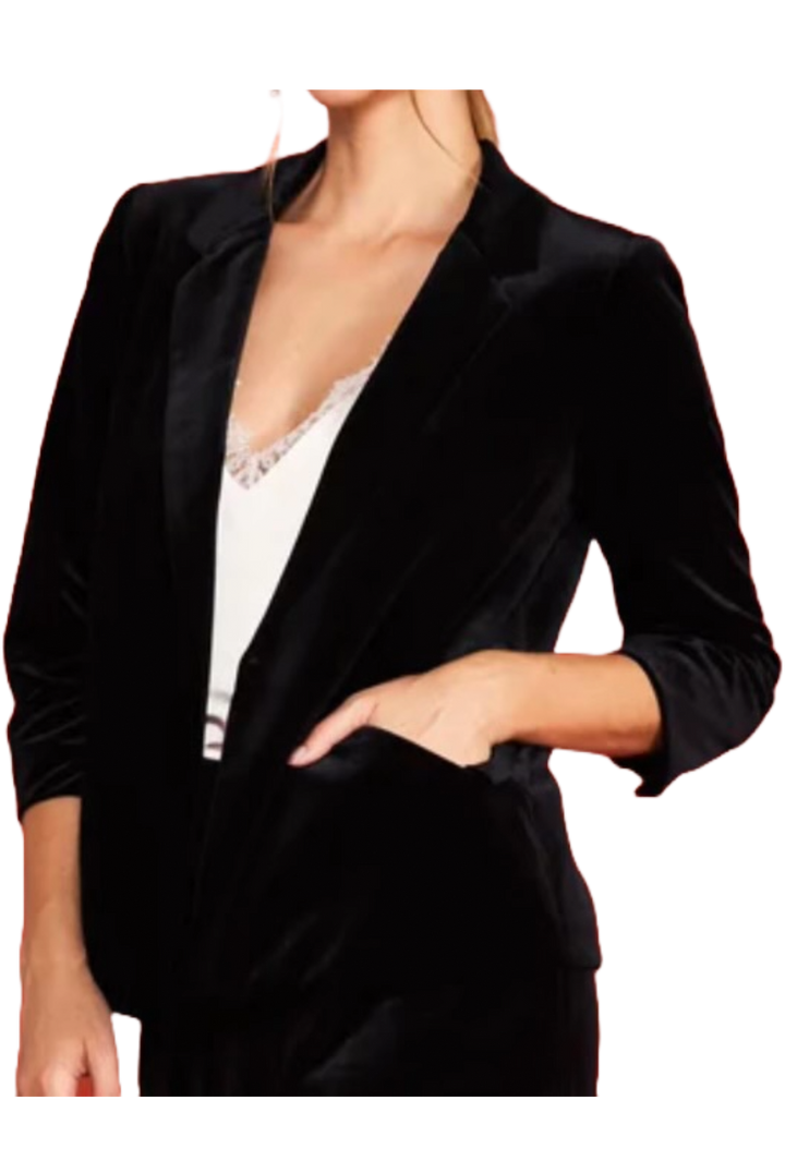 The Haylee Blazer- Black Velvet