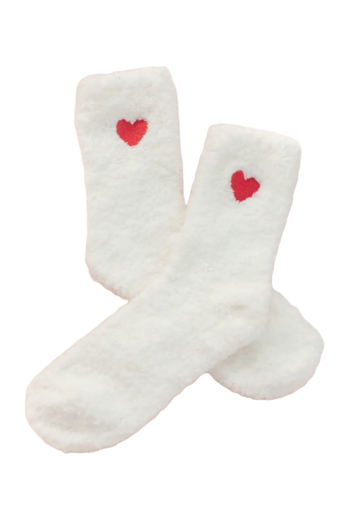 Valentine's Embroidery Heart Socks Fuzzy Socks