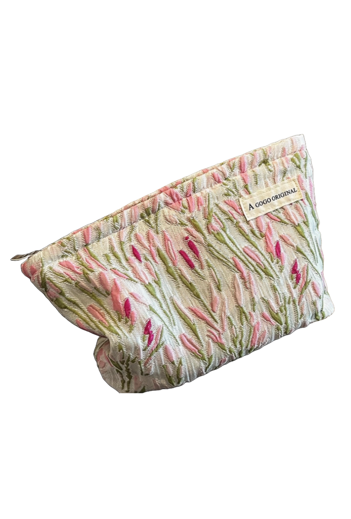 Flower Textured Cosmetic Bag Travel Toiletry Bag