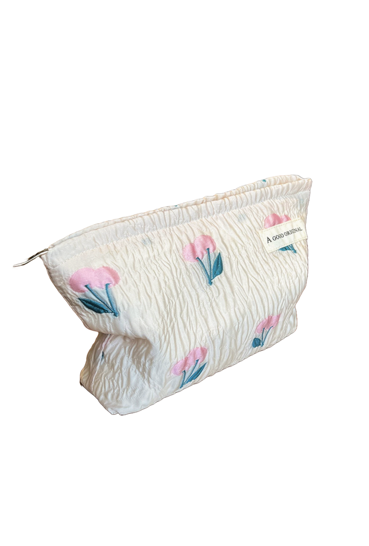 Cherry Textured Cosmetic Bag