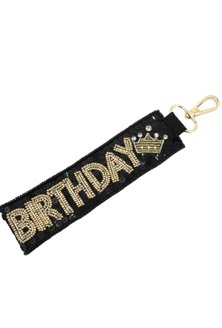 Black Beaded Birthday Keychain