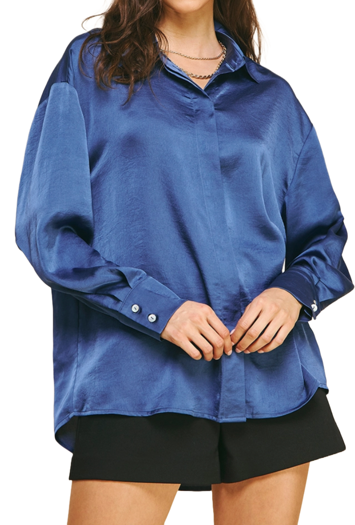 The Poppy Blouse- Medium Navy