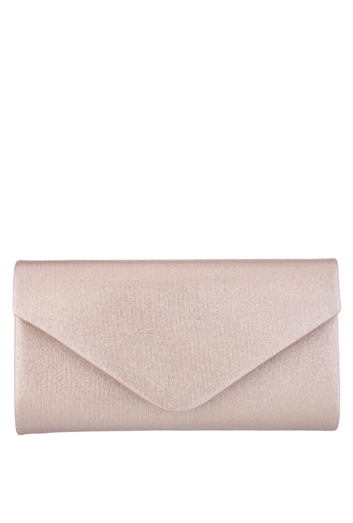 Textured Envelope Foldover Clutch Evening Bag- Champagne