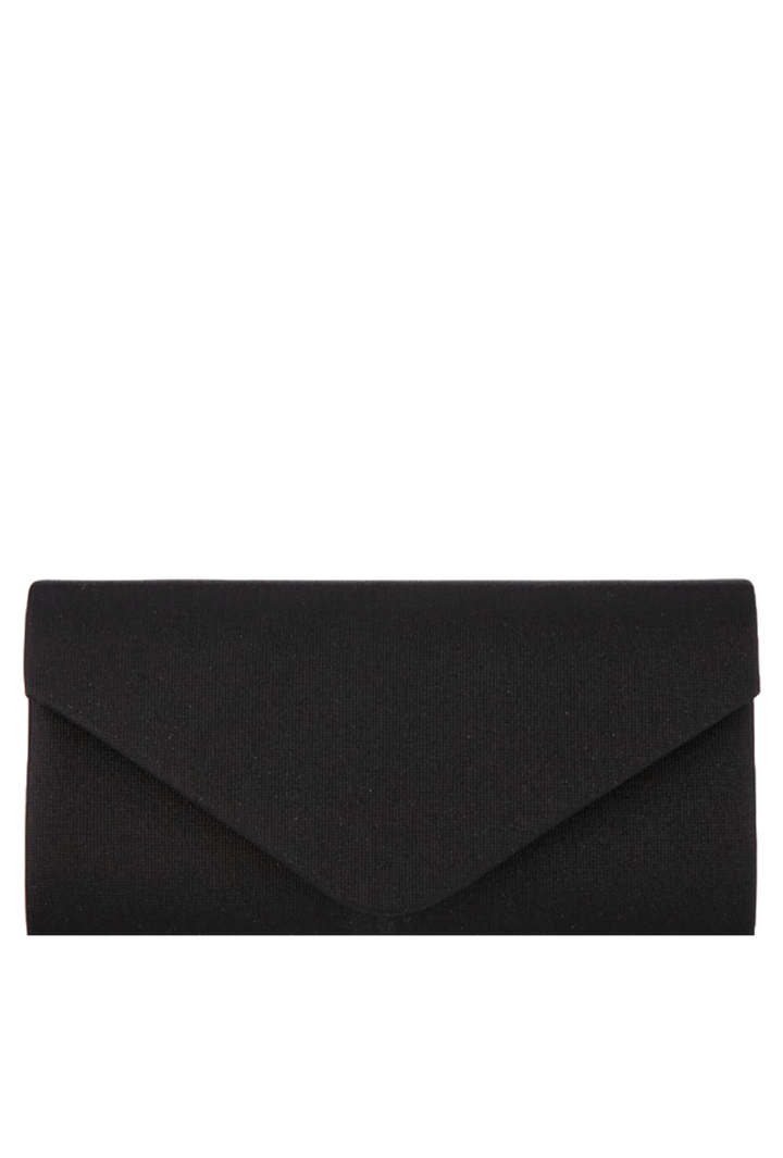 Textured Envelope Foldover Clutch Evening Bag- Black