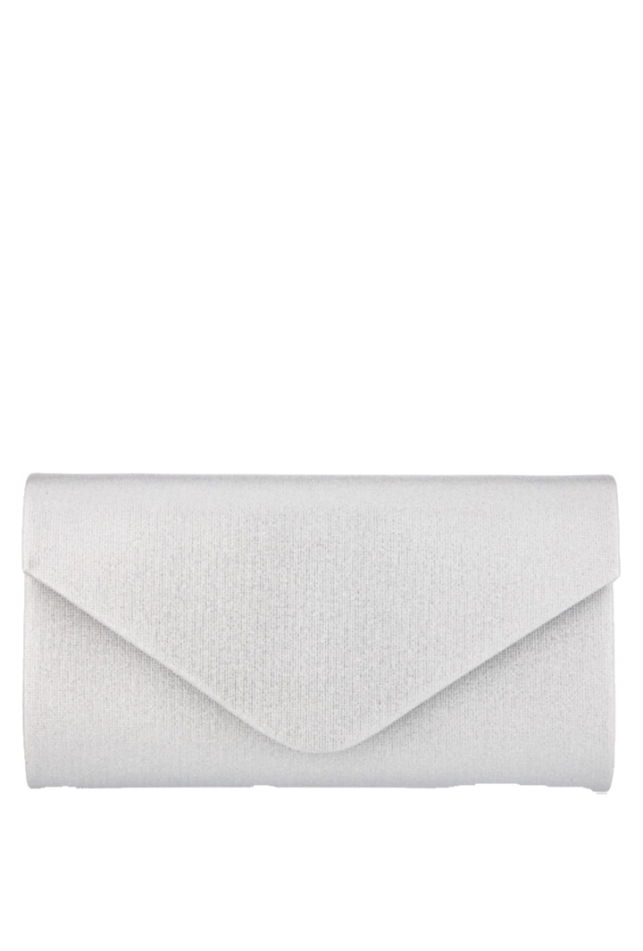 Textured Envelope Foldover Clutch Evening Bag- Silver