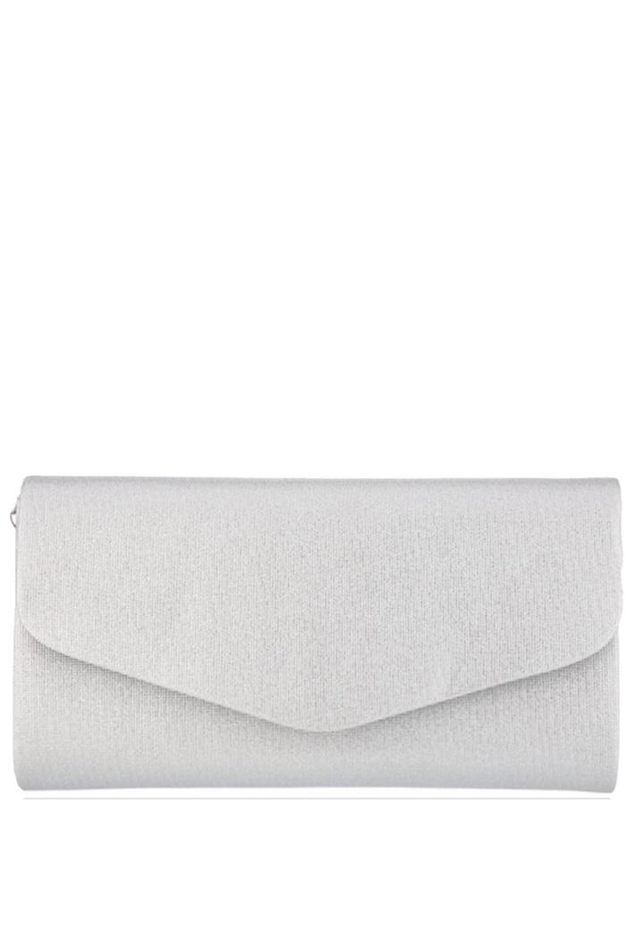 Textured Envelope Clutch Evening Bag- Silver
