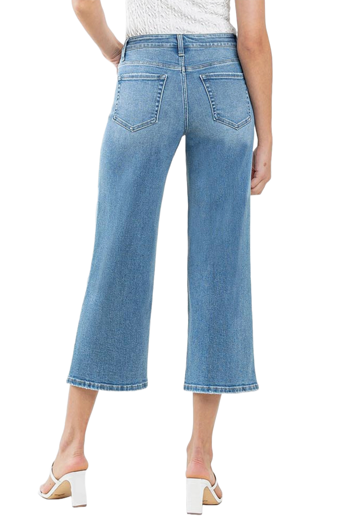 Denim High Rise Crop Wide Leg Jeans