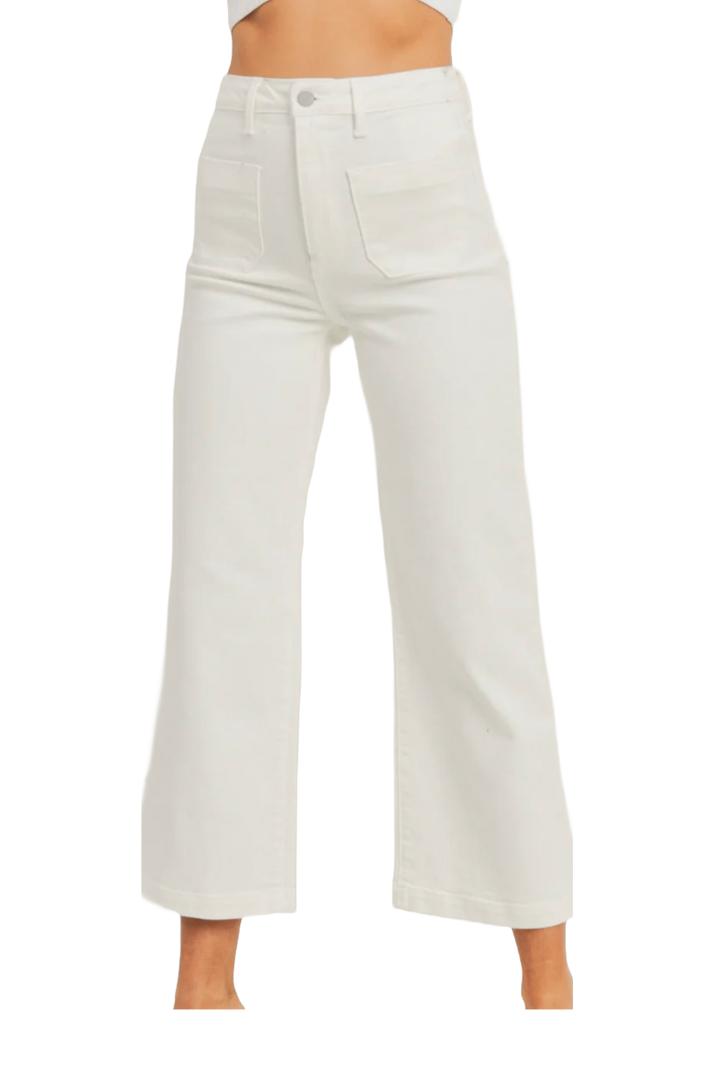 White Straight Jean with Front Pockets