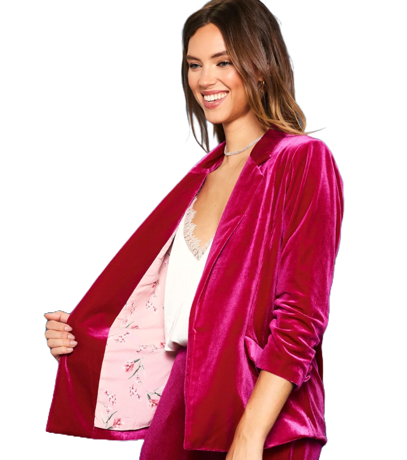 The Haylee Blazer- Pink Velvet