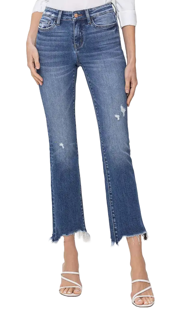 Mid Rise Distressed Hem Ankle Bootcut Jean – Love Bella