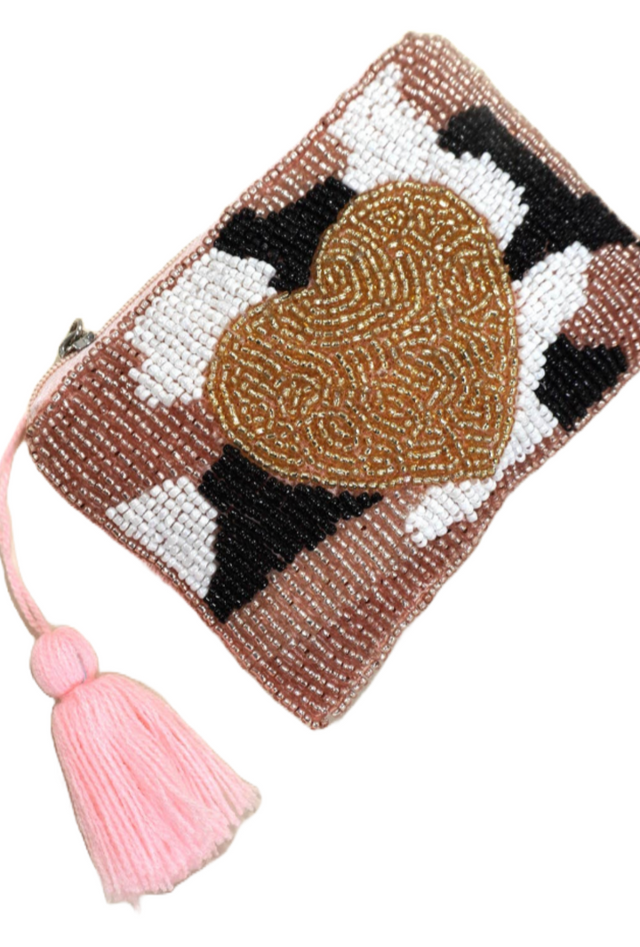 Beaded Coin Purse- Camo Heart