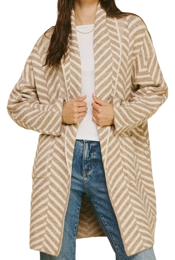 The Crimson Sweater Coat- Taupe