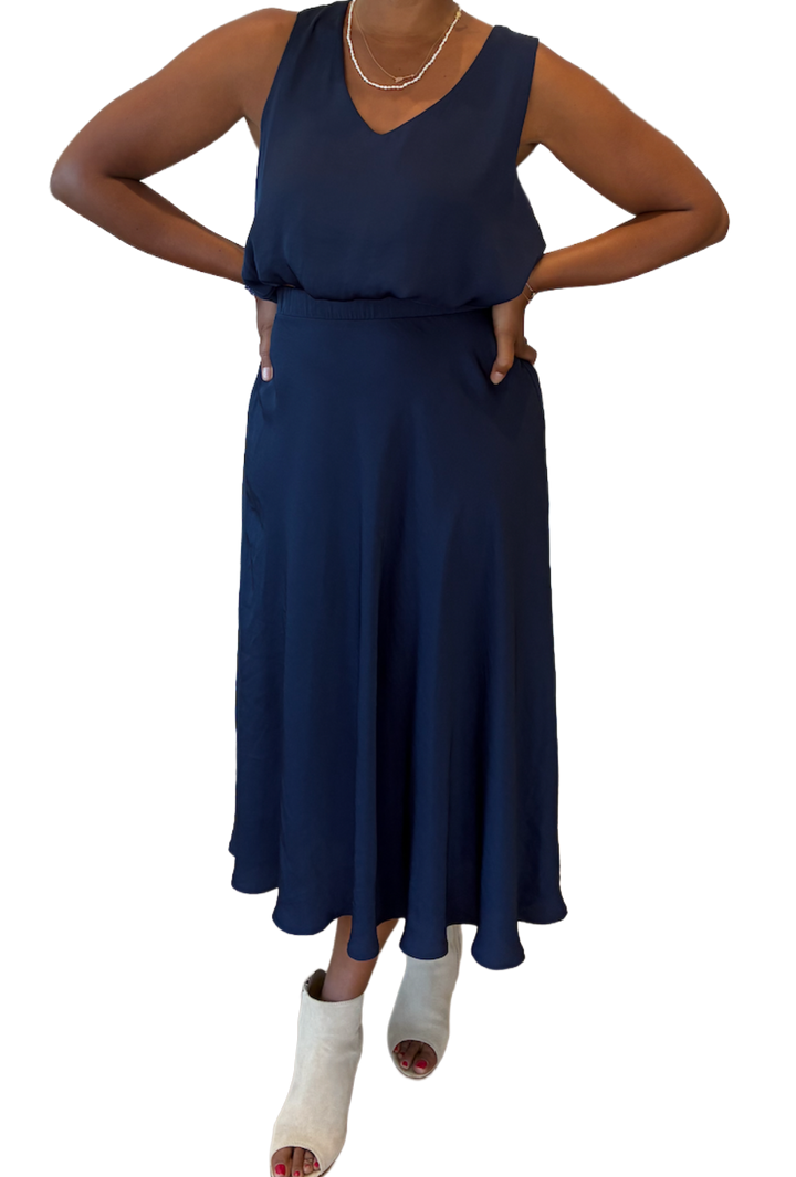 The Shay Skirt Set- Navy Blue