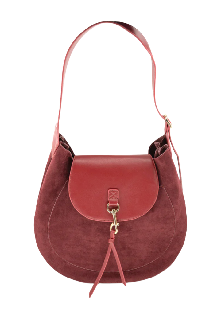 Vegan Suede Satchel- Burgundy