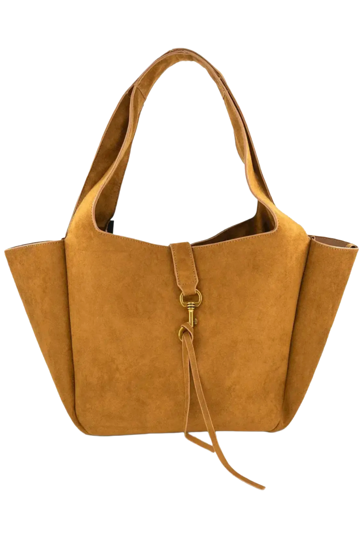 Cognac Vegan Suede Hand Bag