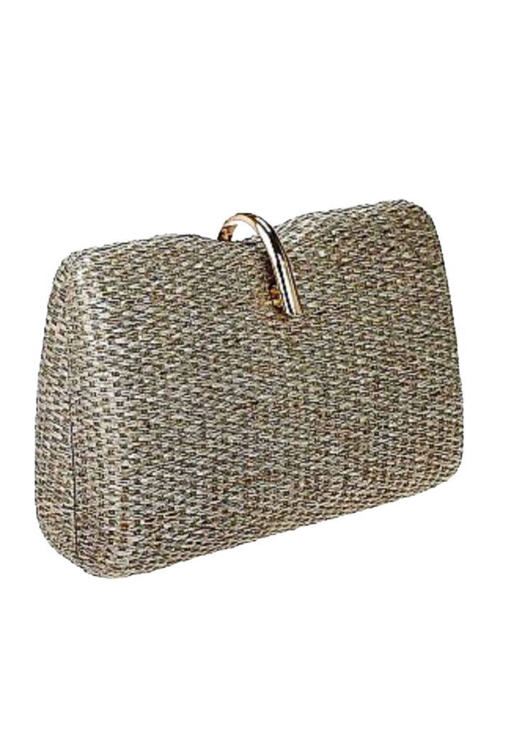 Woven Fabric Clutch- Pewter