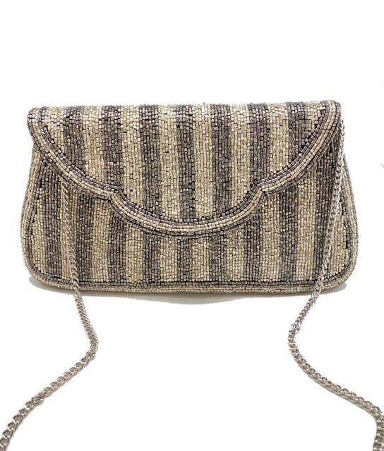 Hematite Flared Out Beaded Clutch