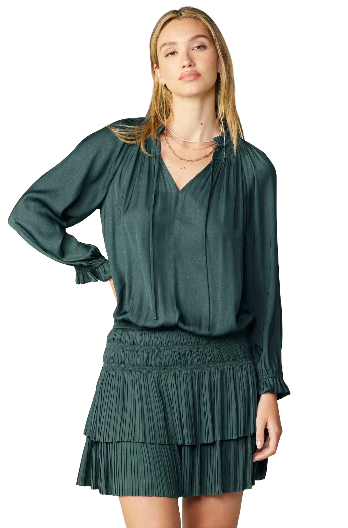 The Aerin Mini Dress- Pine Green