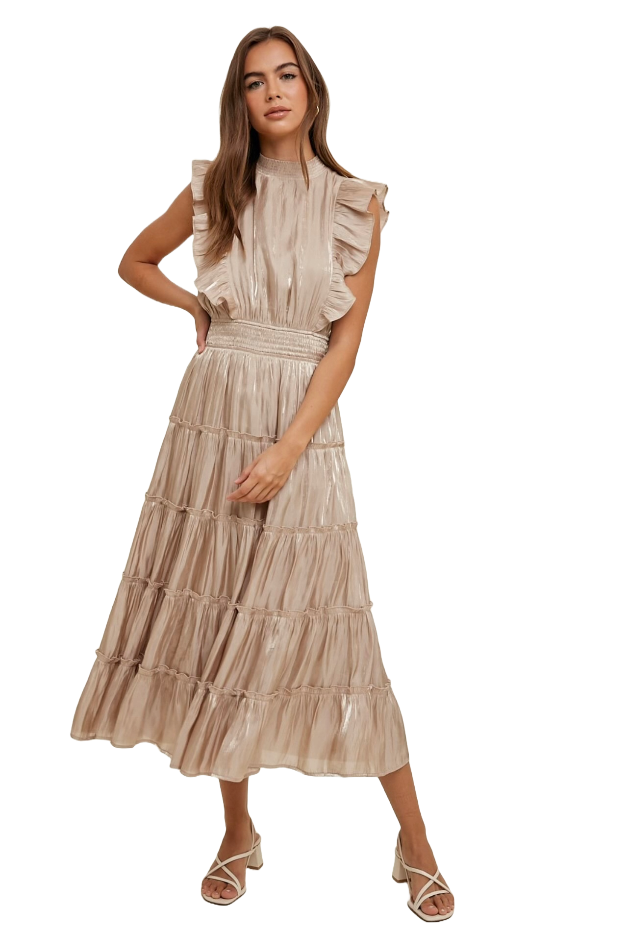 The Alazne Midi Dress- Champagne