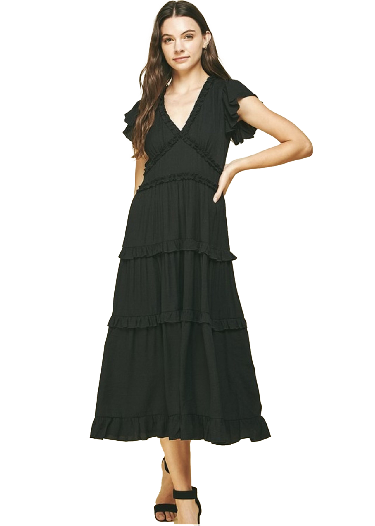 The Ayra Midi Dress- Black