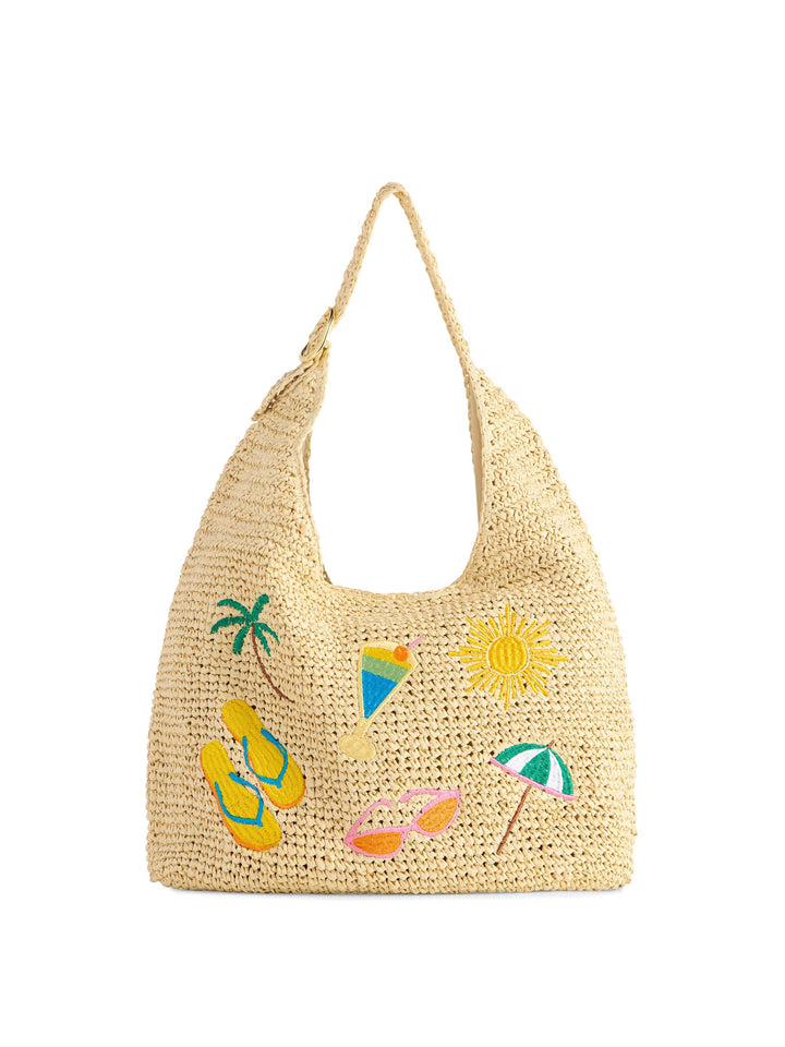 CABANA SLOUCHY TOTE,NATURAL
