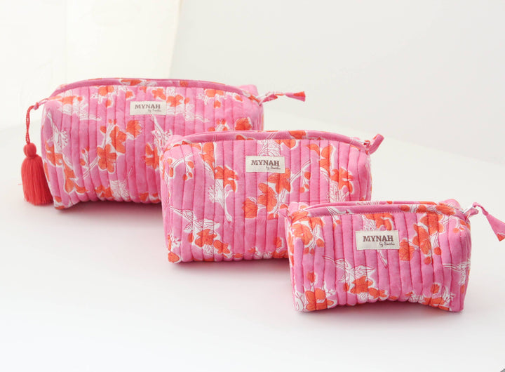 Flamingo Glow print Makeup Organizer Bag- Chose from 3 Sizes