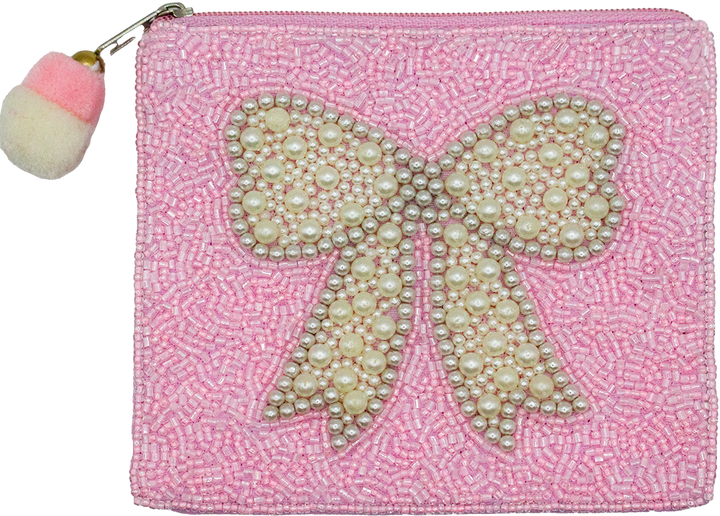 Pearl Bow Beaded Coin Pouch