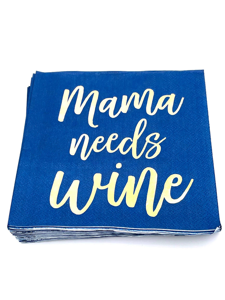 Funny Cocktail Napkins | Mama Needs Wine - Foil - 20ct