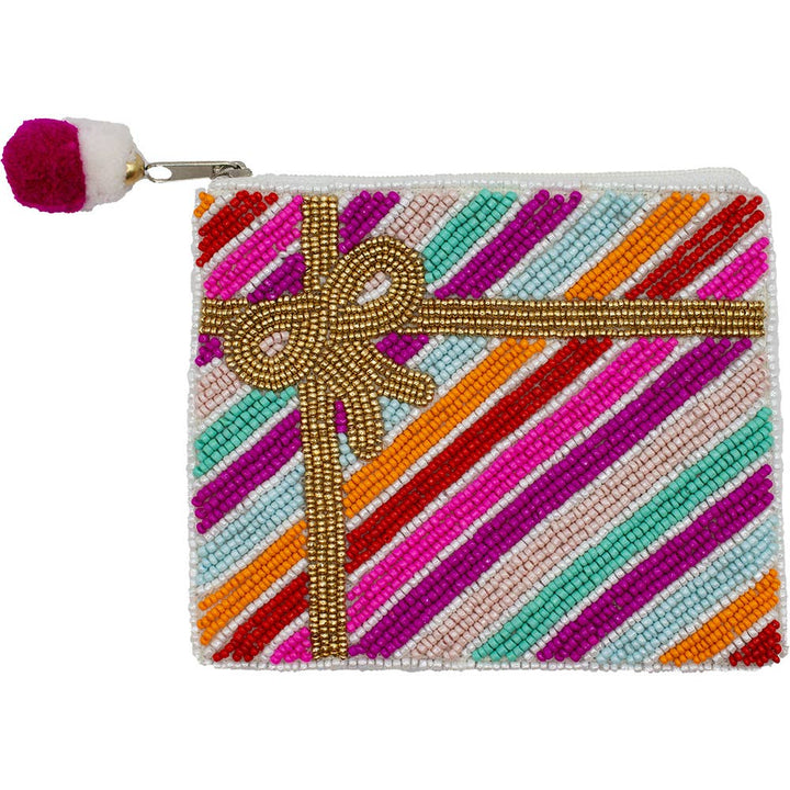 Golden Ribbon Colorful Beaded Pouch