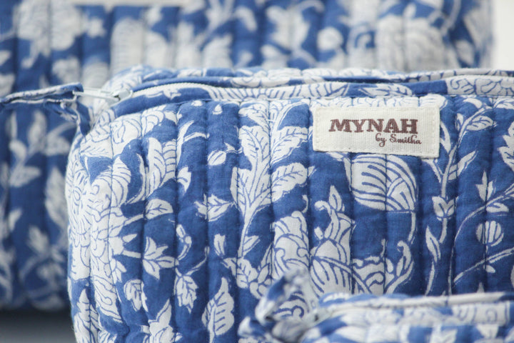 Hand block print Makeup Bag- Choose from 3 Sizes