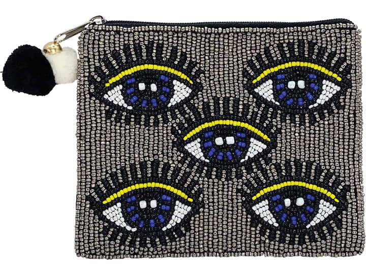 EVIL EYES BEADED COIN POUCH