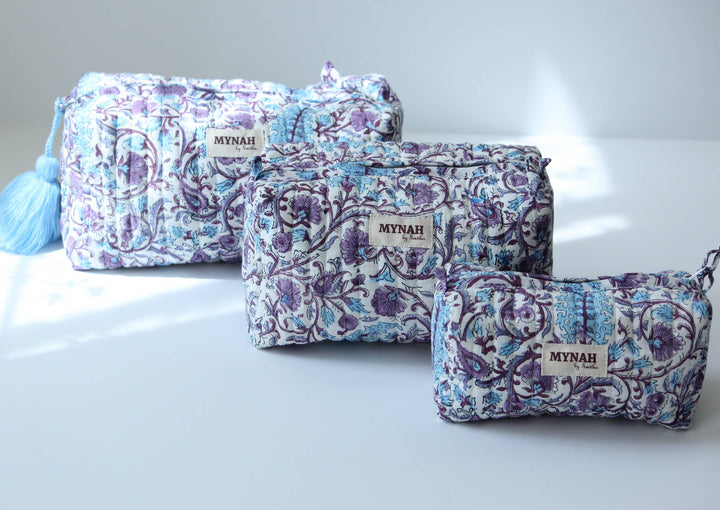 Periwinkle floral makeup bag-Choose from 3 Sizes