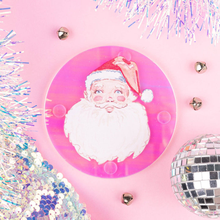 Holographic Santa Coaster Set of 4 Acrylic Coasters