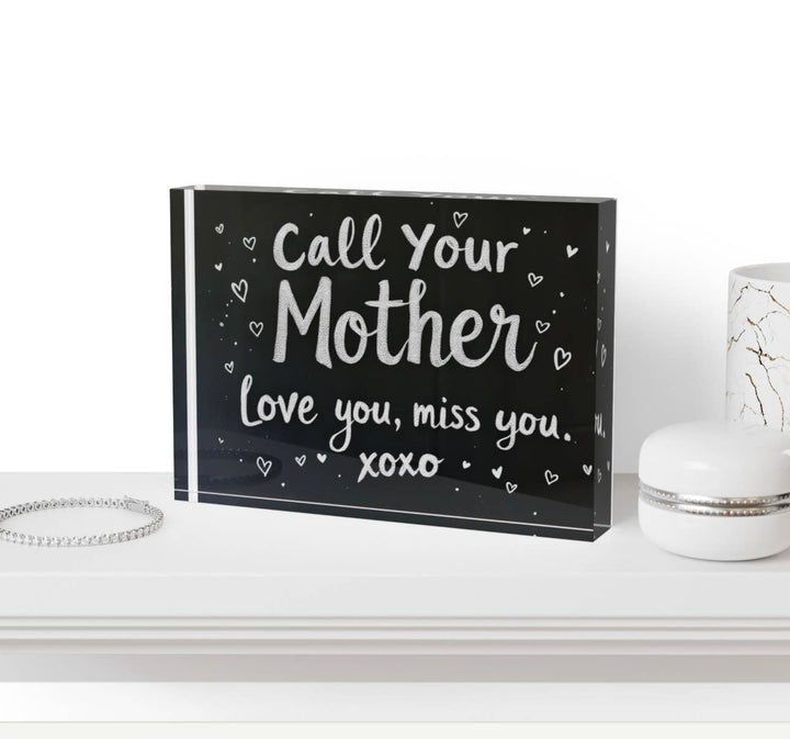 Call Your Mother Art Crystal Block
