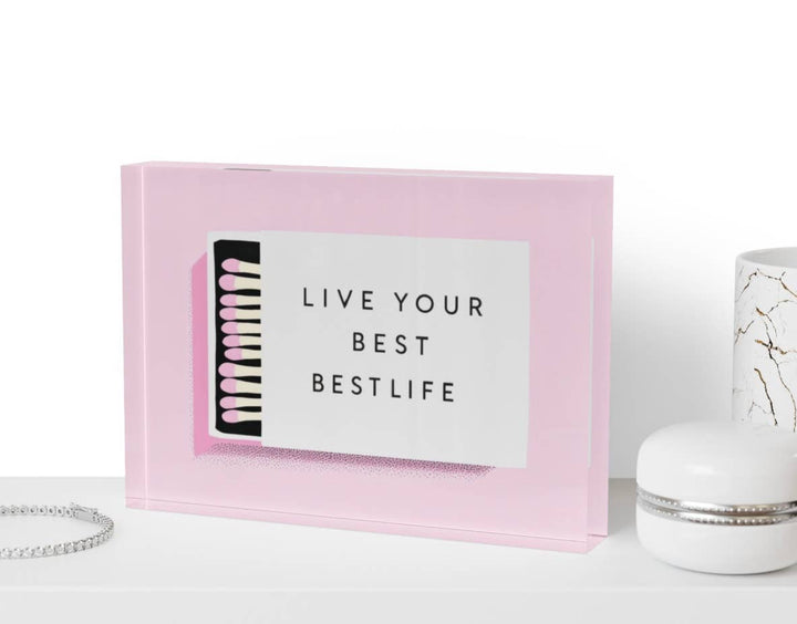 Live Your Best Life Matches Crystal Block