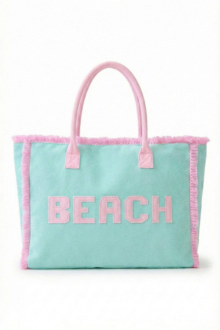 Terry Cloth Fringe Beach Tote Bag