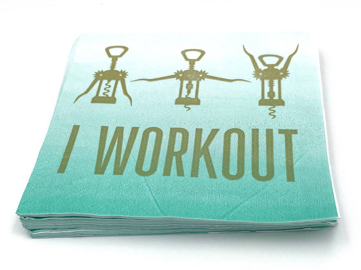 Funny Cocktail Napkins | I Workout - 20ct