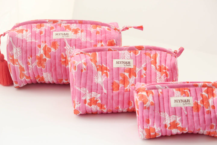 Flamingo Glow print Makeup Organizer Bag- Chose from 3 Sizes