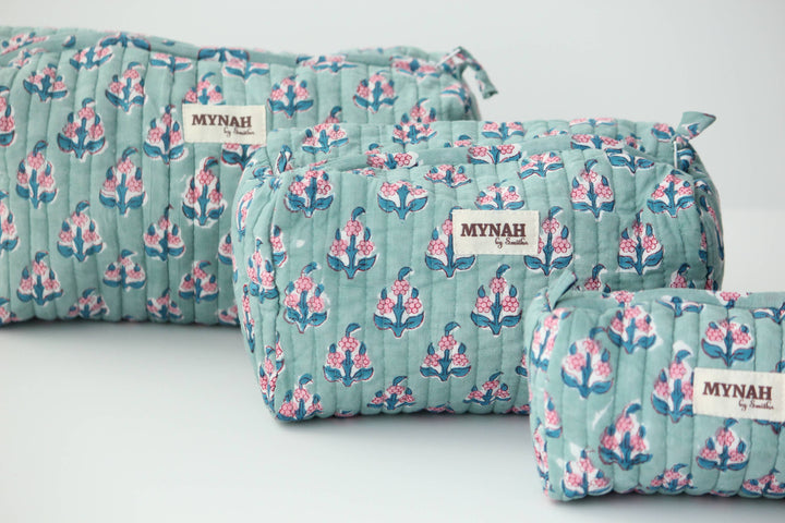 Eucalyptus floral makeup bag