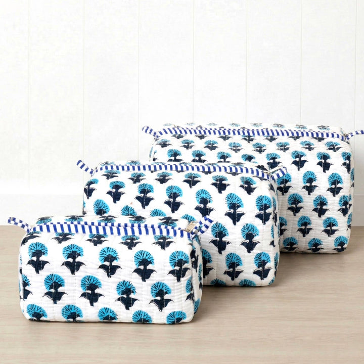 Hydrangea Cosmetic Pouches-Blue