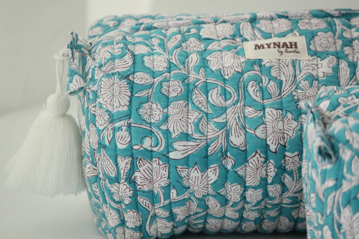 Teal thistle print Makeup Bag