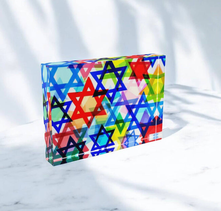 Star Of David  Graffiti  Art Crystal Block Table  Decor     