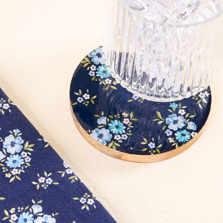 Wood Enamel Coaster-Endless Daydream Navy